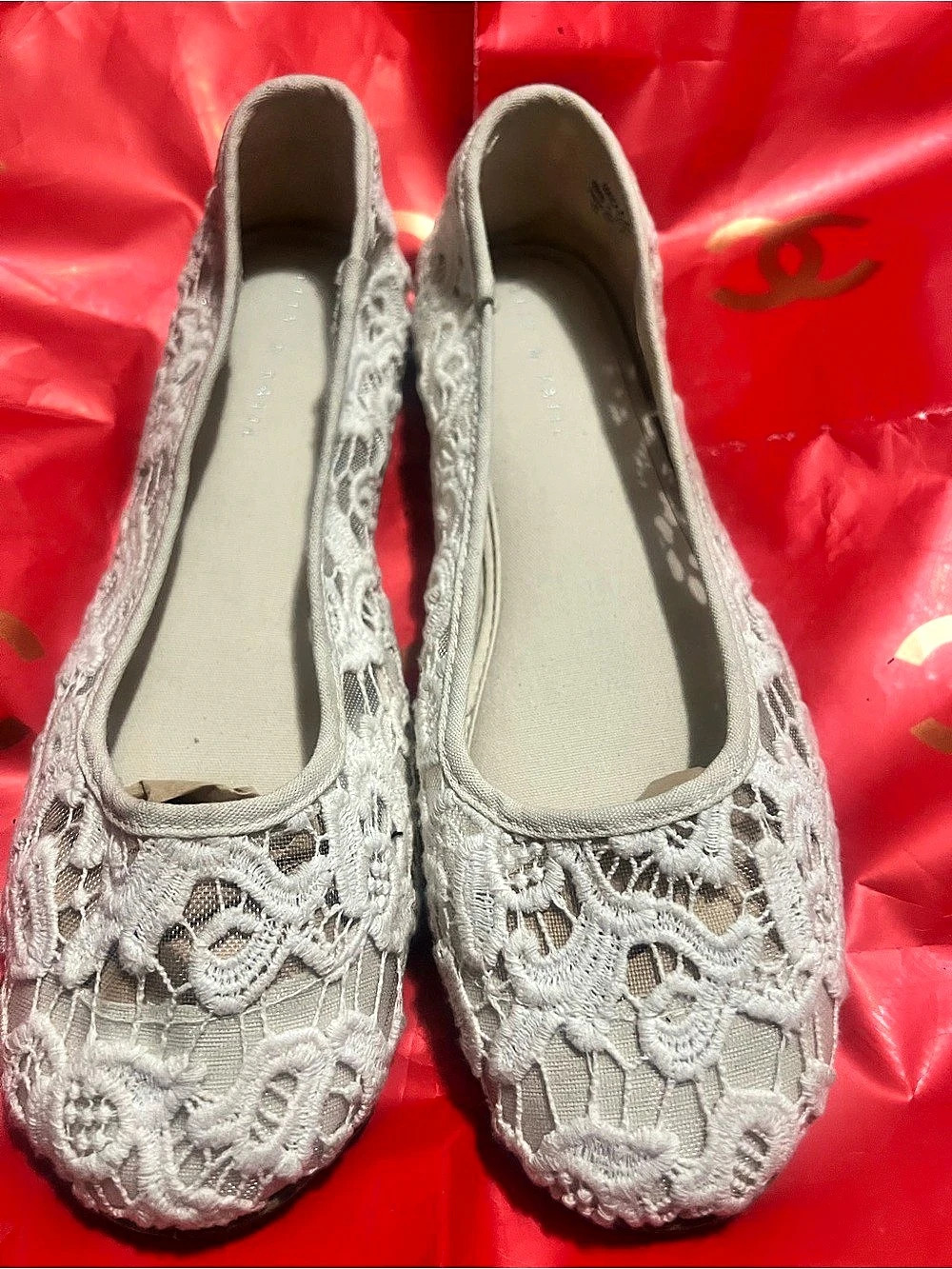 Kelly & Katie White Crochet Lace Ballet Flats Size 11